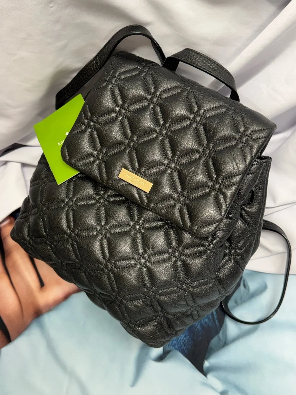 (new+tag) Kate Spade Quilted Black Leather Backpack Marley Astor Court